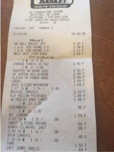Market Basket receipt Grocery receipt showing savings