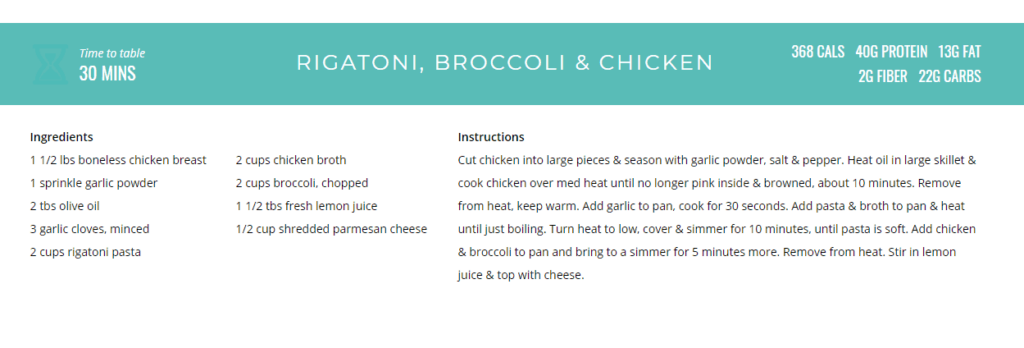 rigatoni, broccoli and chicken recipe